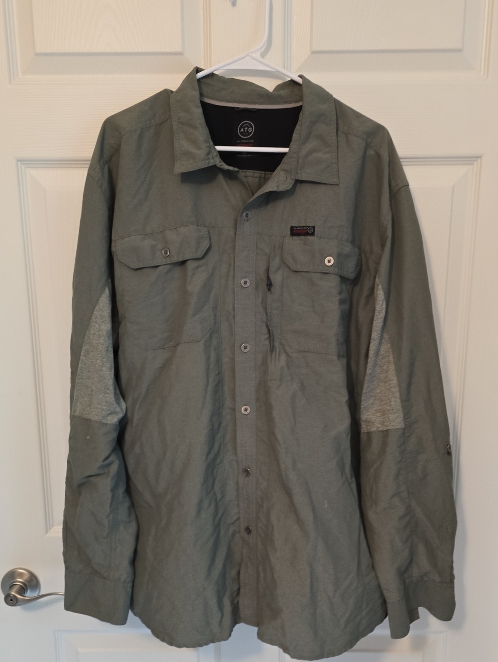 Wrangler Olive Green Lightweight Utility Shirt Jacket ATG XXL Button Up